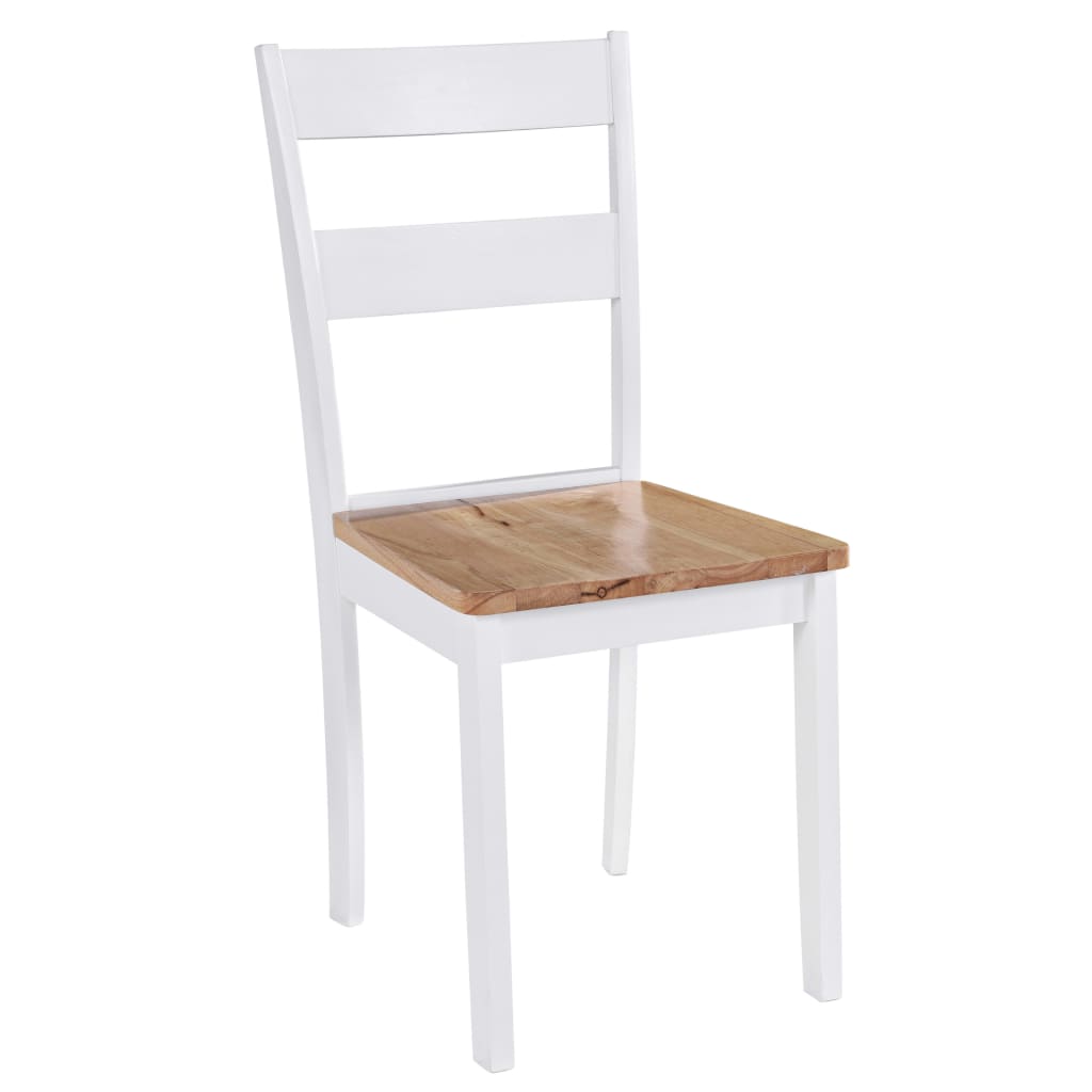 Eetkamerstoelen 2 st massief rubberwood wit