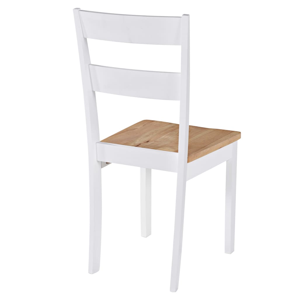 Eetkamerstoelen 2 st massief rubberwood wit