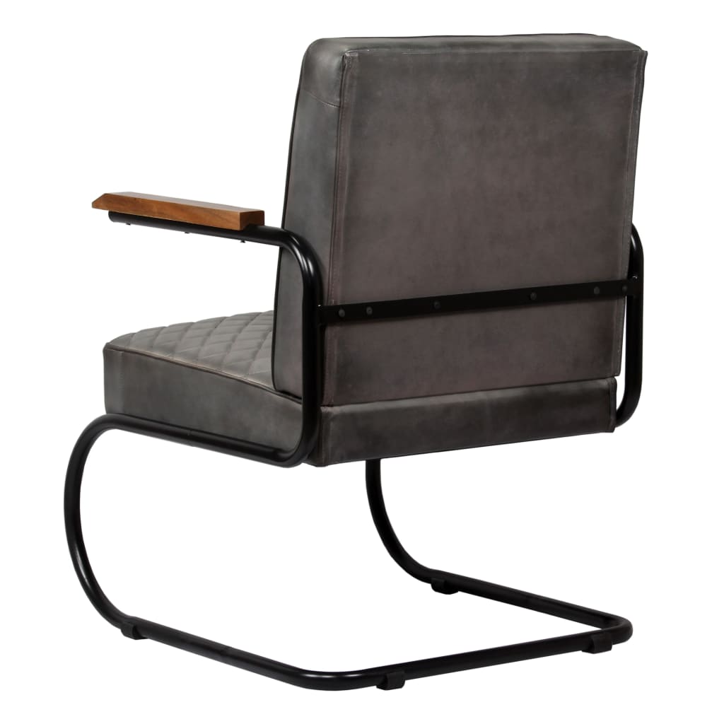 Fauteuil echt leer grijs