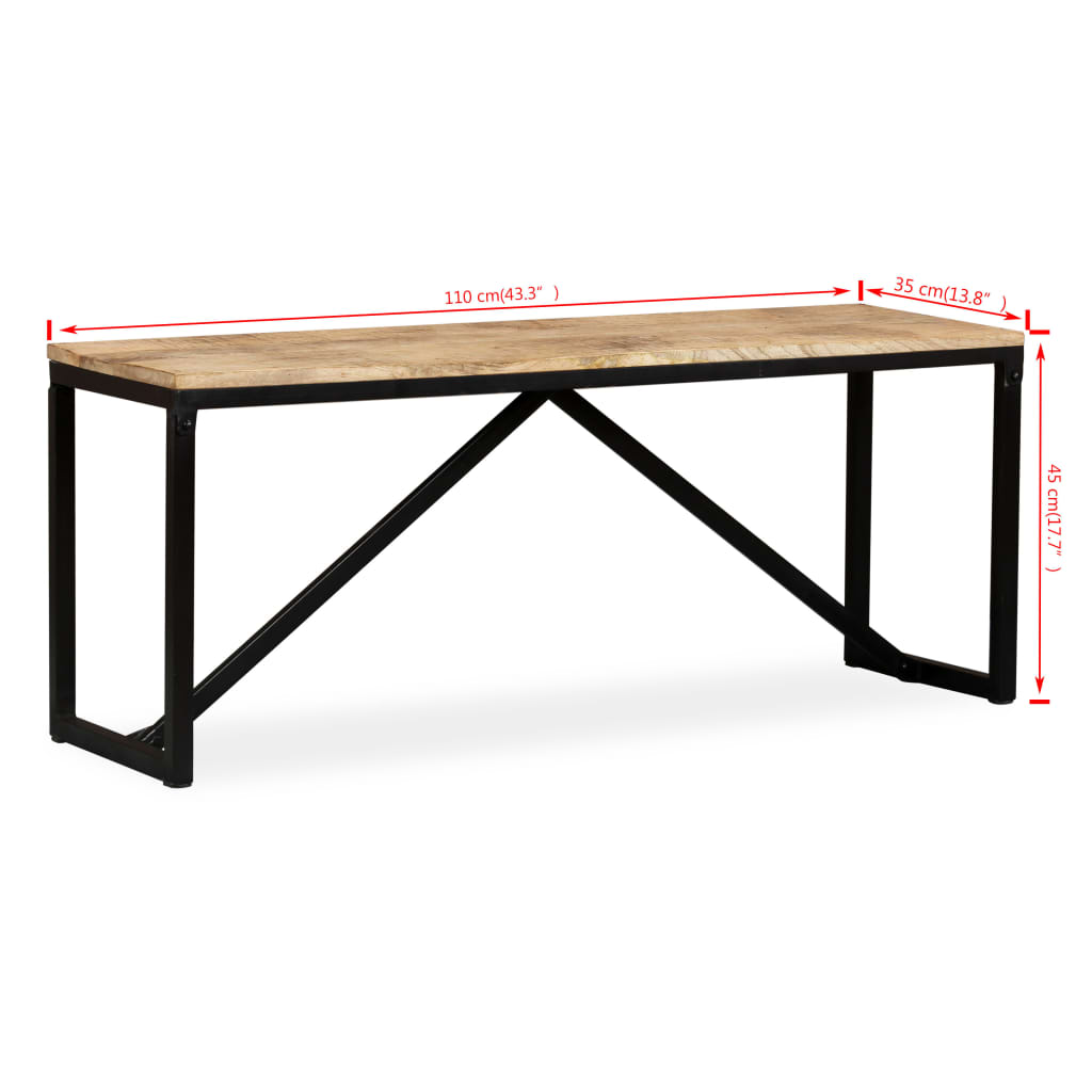 Bankje 110x35x45 cm massief mangohout