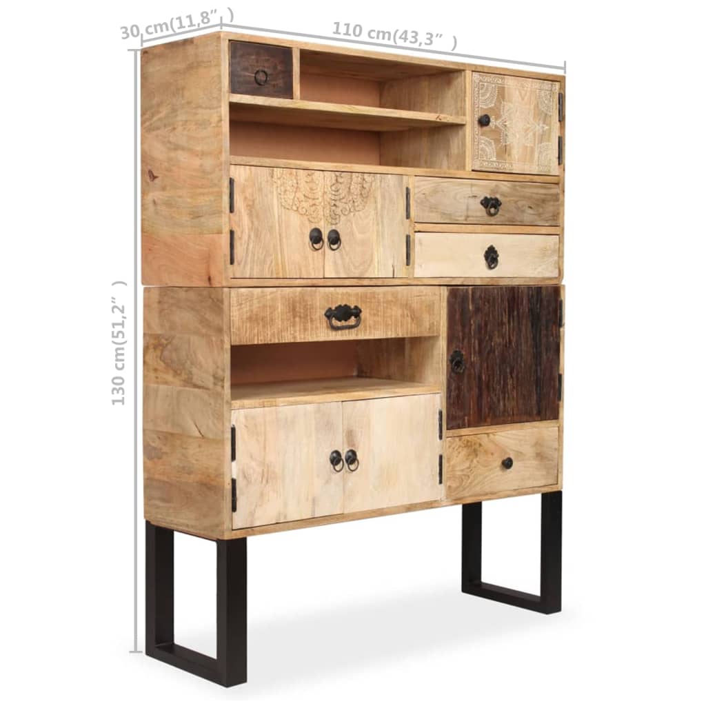 Dressoir 100x30x130 cm massief mangohout