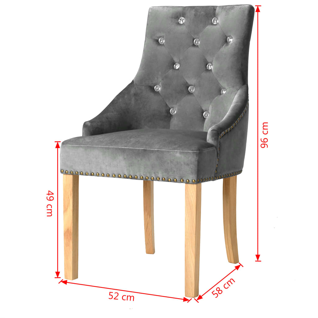 Eetkamerstoelen 2 st massief eikenhout en fluweel zwart