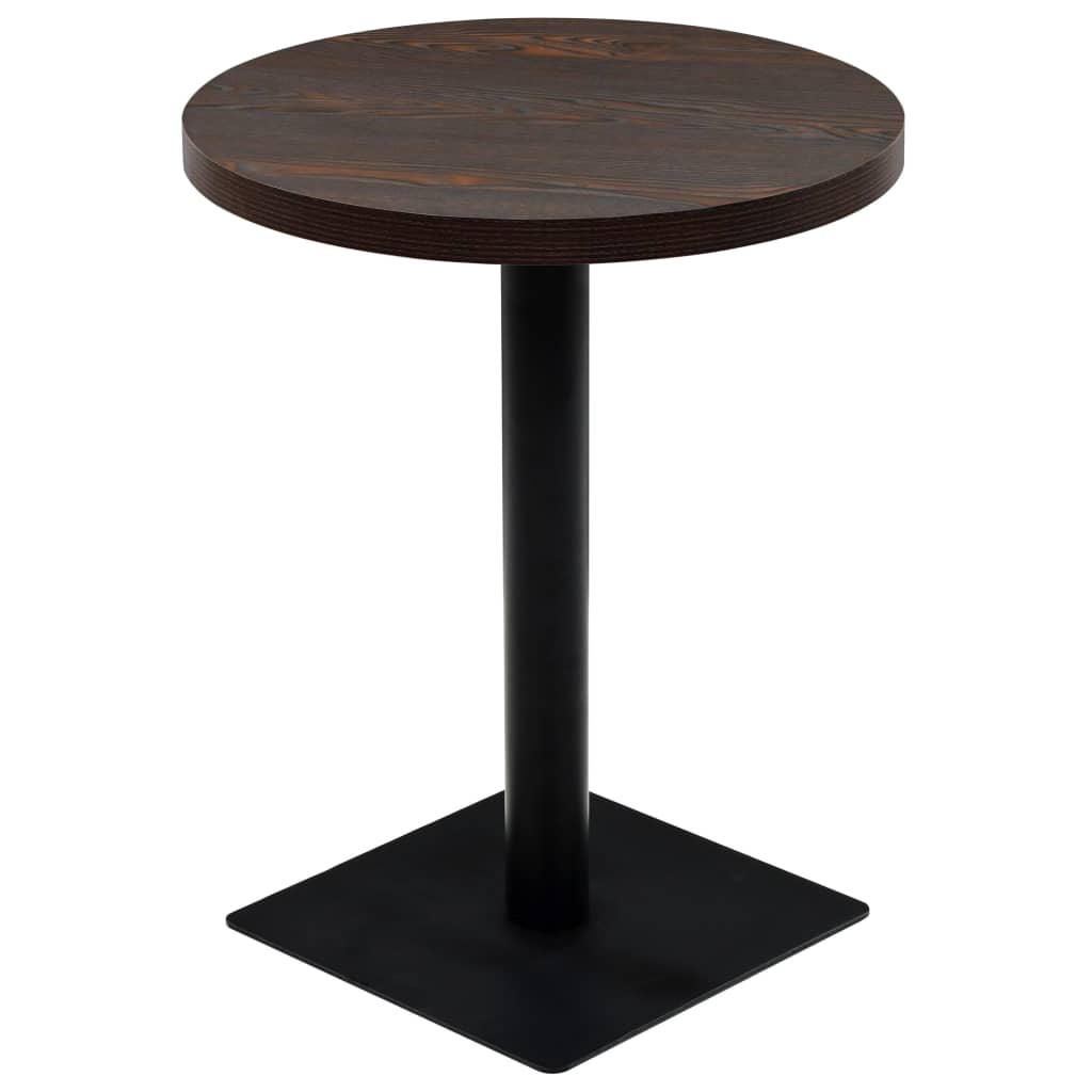 Bistrotafel rond 60x75 cm MDF en staal eikenkleur