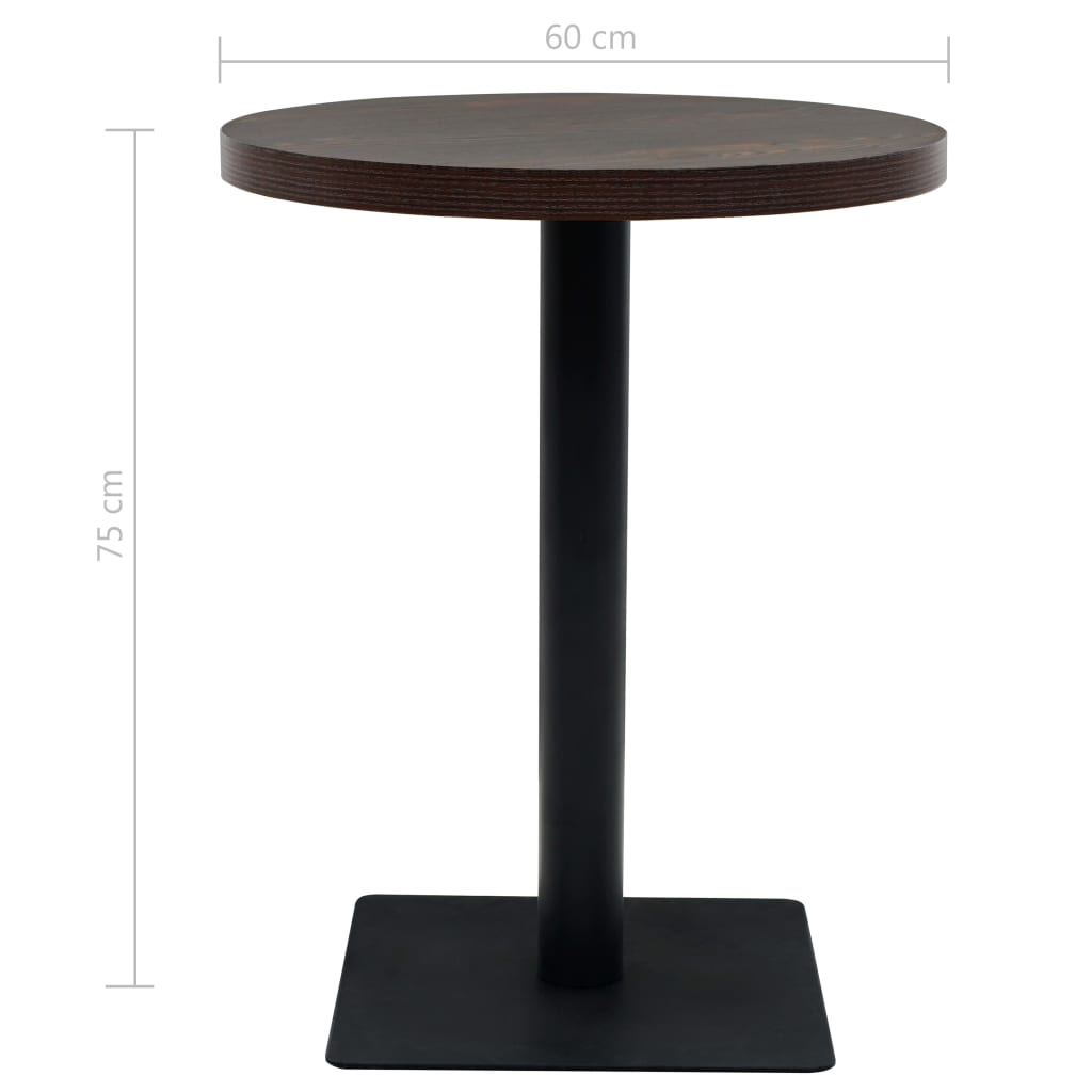 Bistrotafel rond 80x75 cm MDF en staal eikenkleur