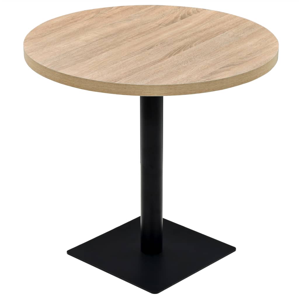 Bistrotafel rond 80x75 cm MDF en staal eikenkleur