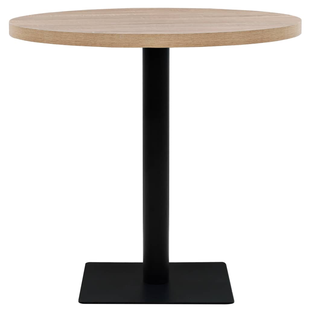 Bistrotafel rond 60x75 cm MDF en staal eikenkleur