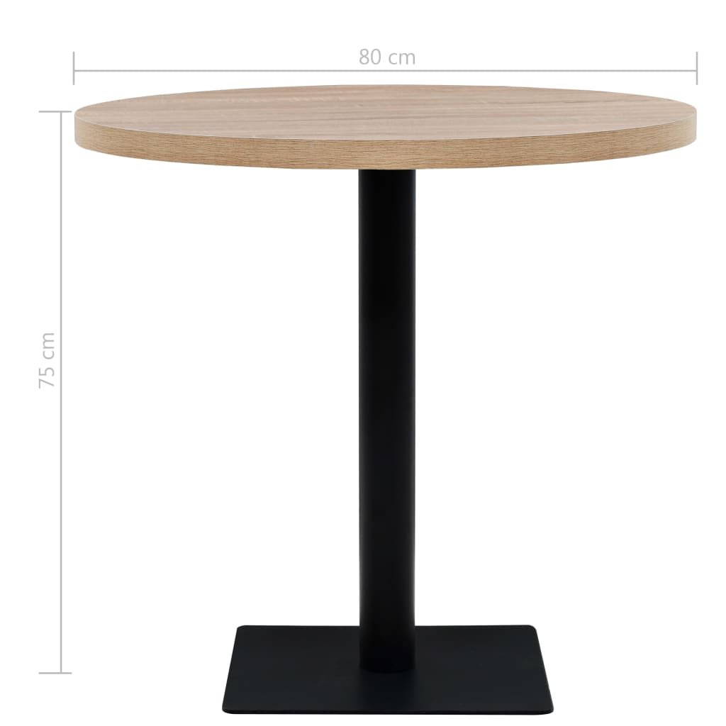 Bistrotafel rond 60x75 cm MDF en staal eikenkleur