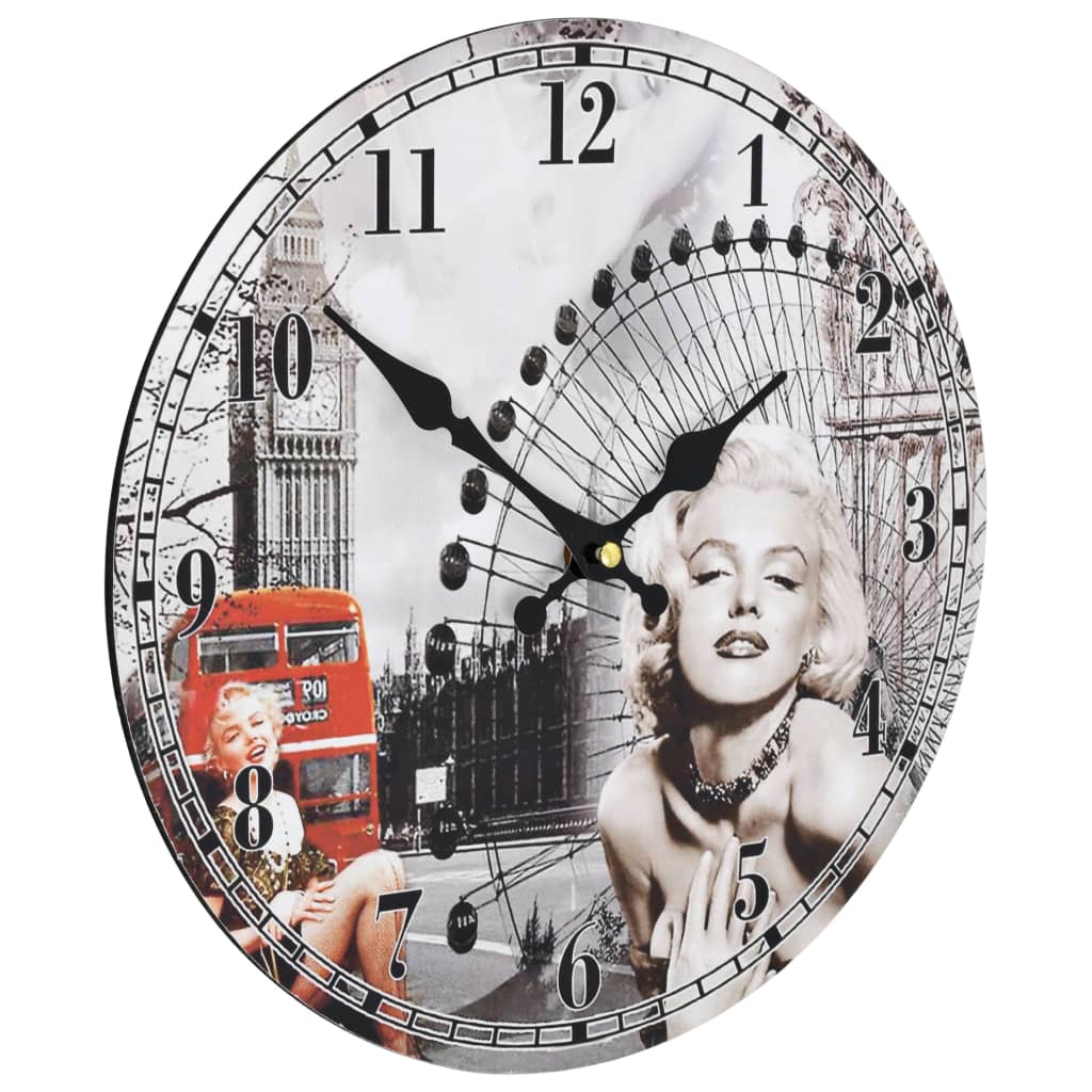 Wandklok vintage stijl Marilyn Monroe 30 cm