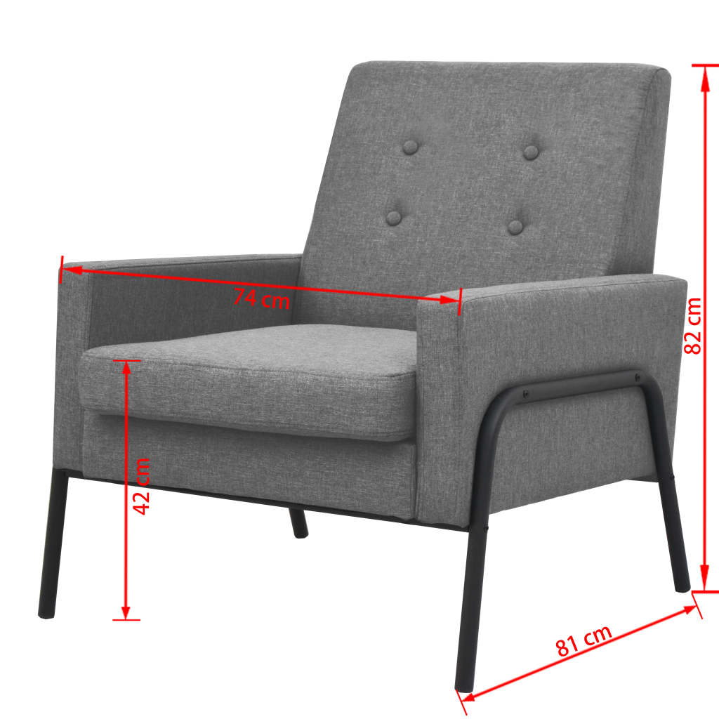 Fauteuil staal en stof lichtgrijs