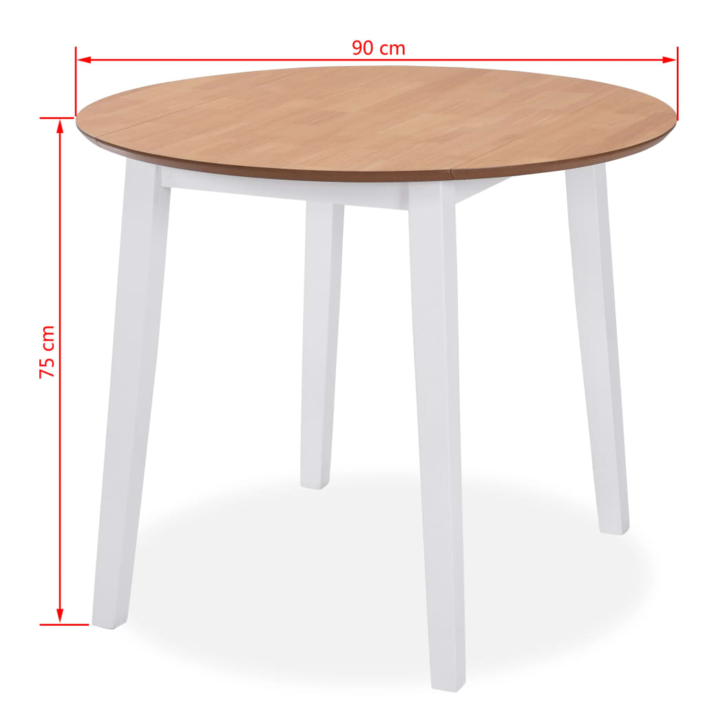 Eetkamerset MDF en rubberwood wit 5-delig