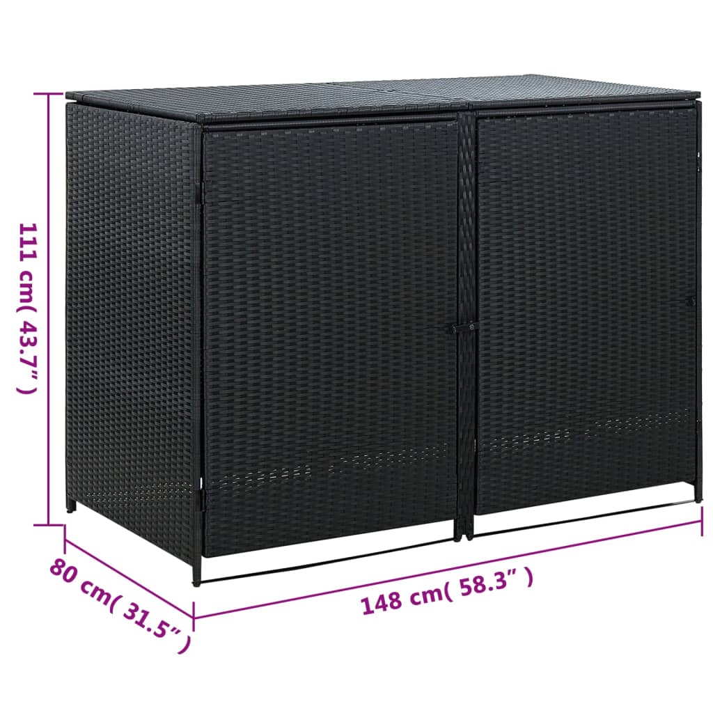 Containerberging dubbel 148x80x111 cm poly rattan