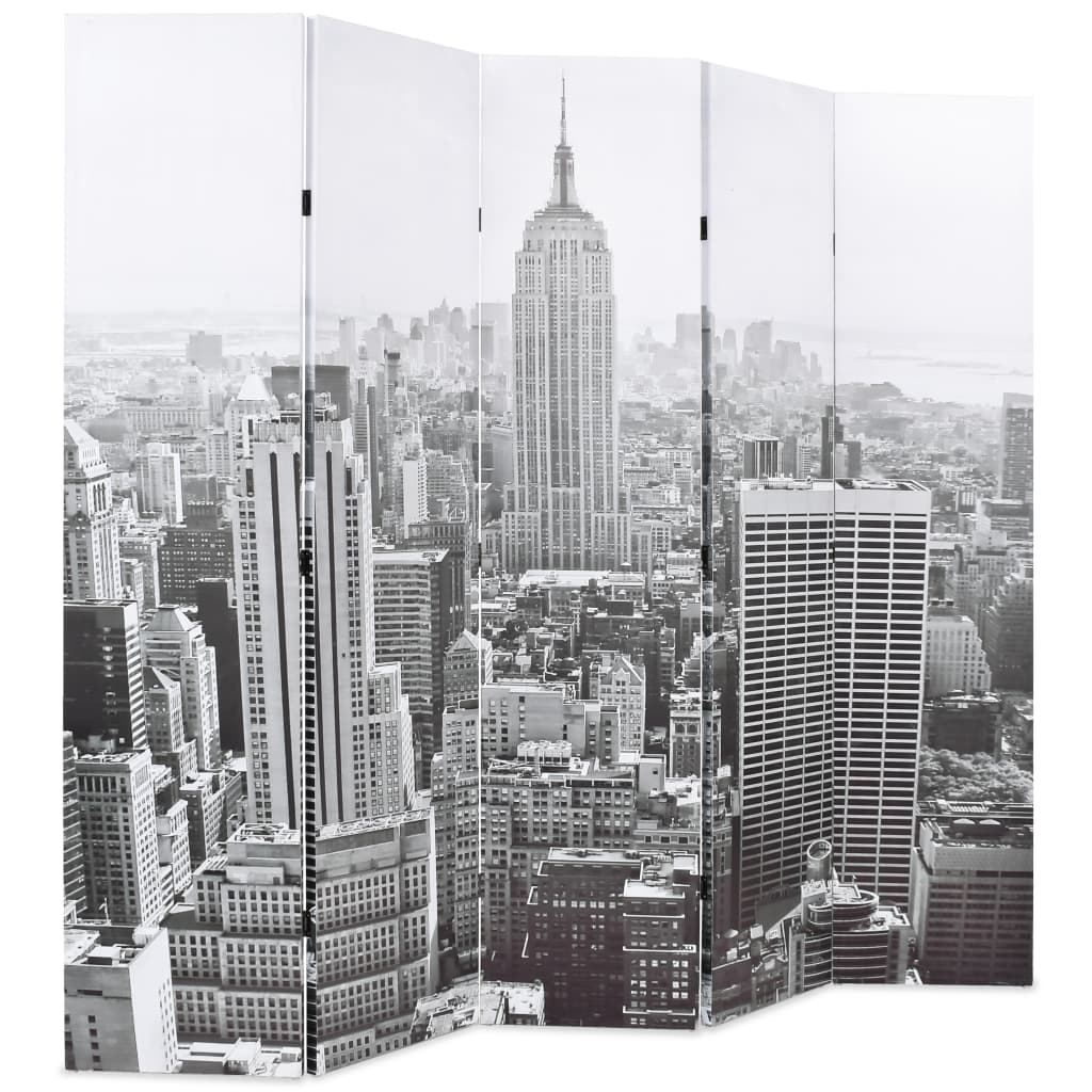 Kamerscherm New York bij daglicht 120x170 cm zwart en wit