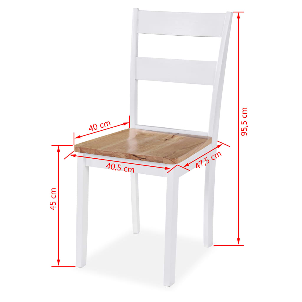 Eetkamerstoelen 2 st massief rubberwood wit