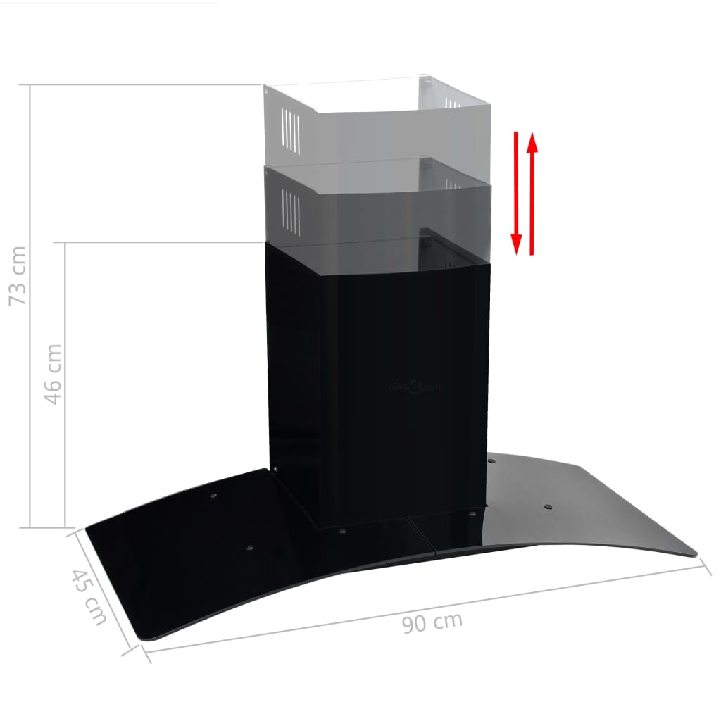 Wandafzuigkap 756 m³/u 60 cm roestvrij staal zwart