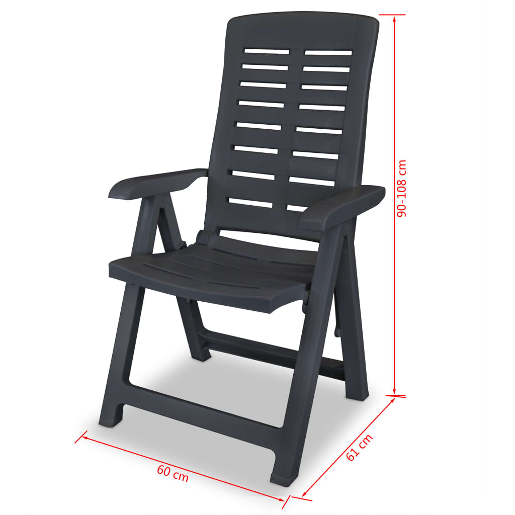 Tuinstoelen 4 st verstelbaar kunststof antracietkleurig