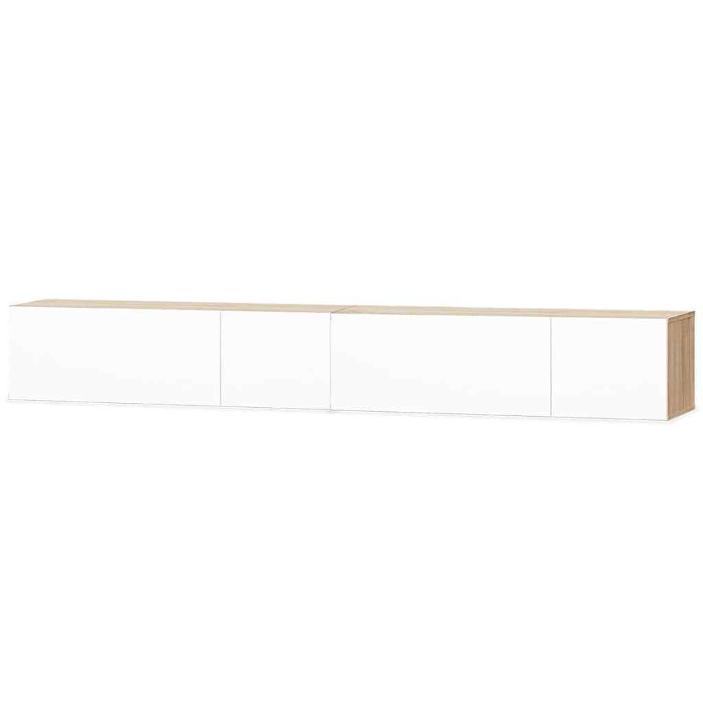 Tv-meubels 2 st 120x40x34 cm bewerkt hout wit en eikenkleurig