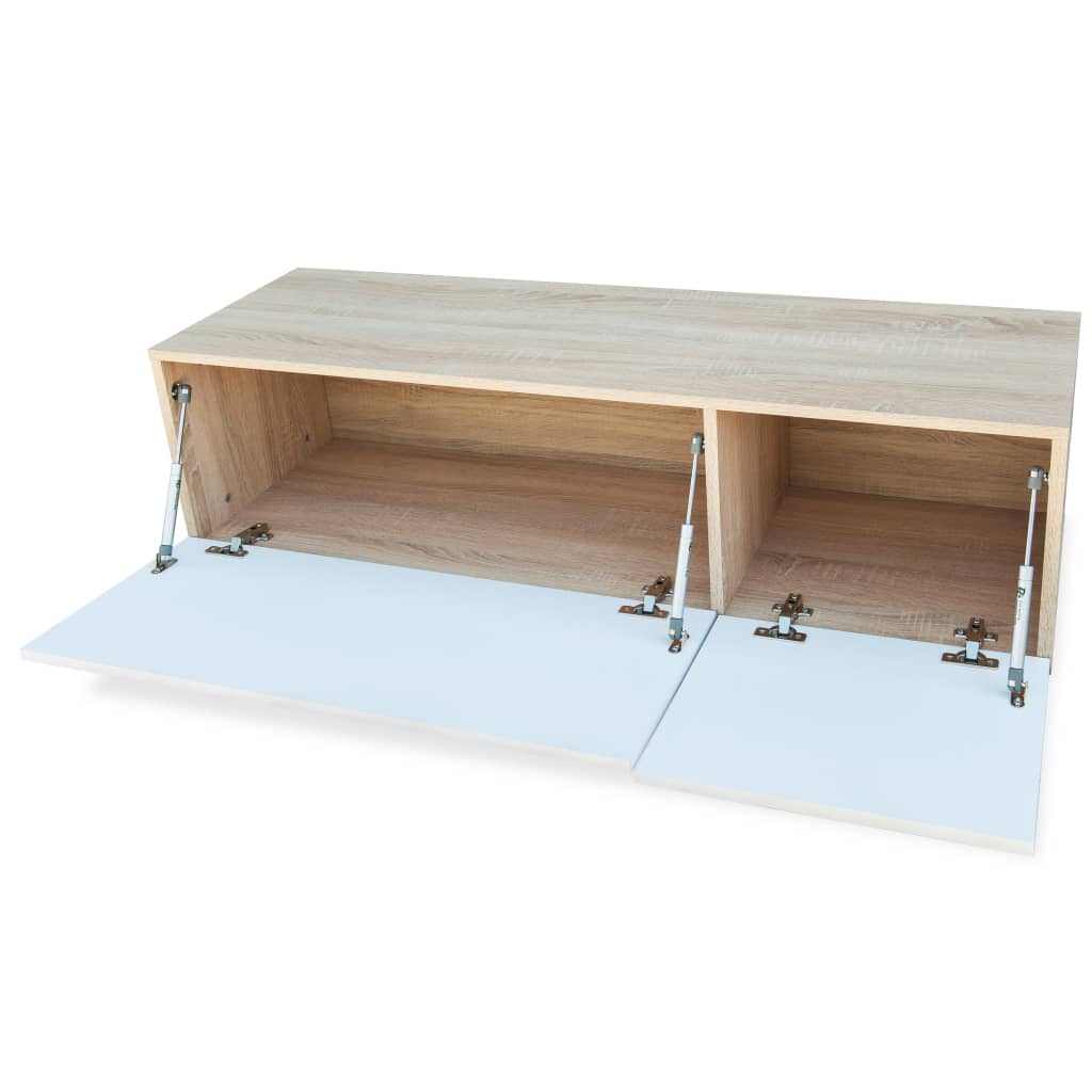 Tv-meubels 2 st 120x40x34 cm bewerkt hout wit en eikenkleurig