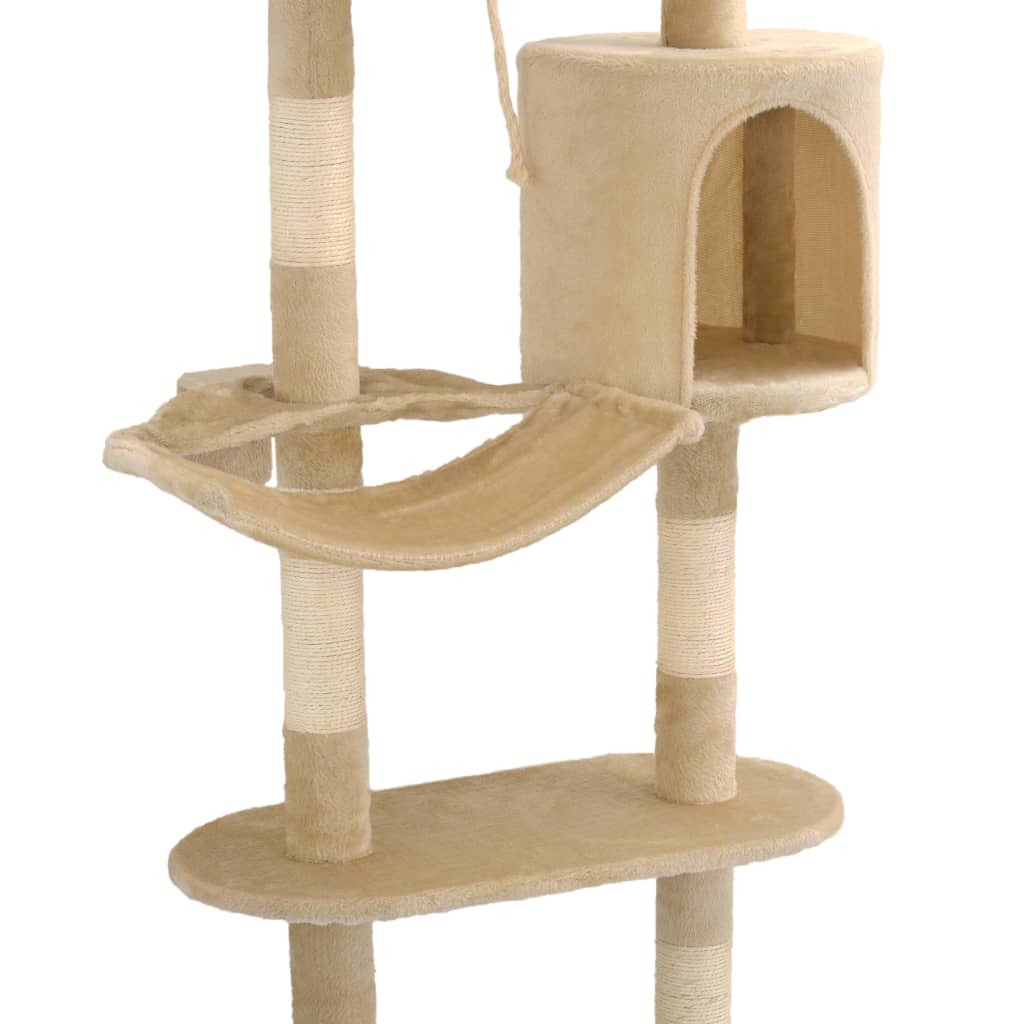 Kattenkrabpaal met krabpalen wandmontage 194 cm