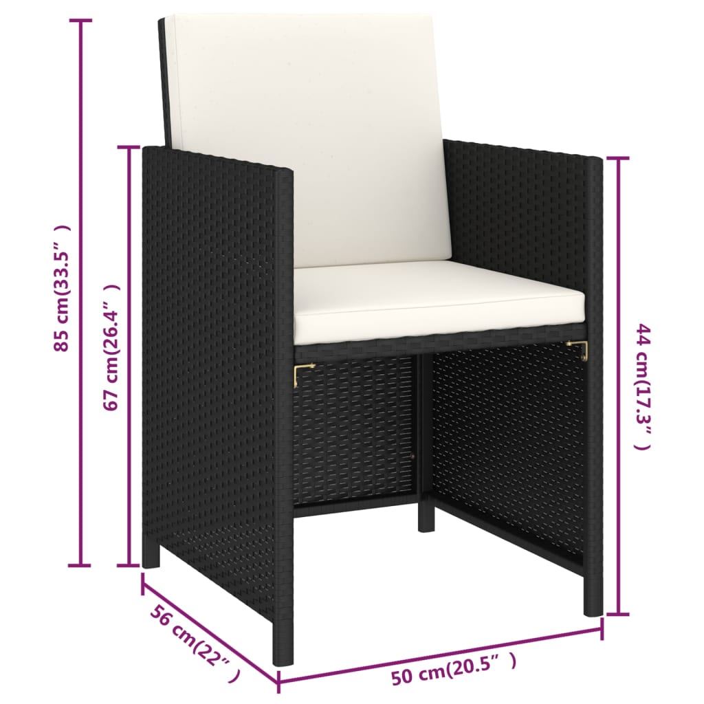 6-delige Tuinset met kussens poly rattan