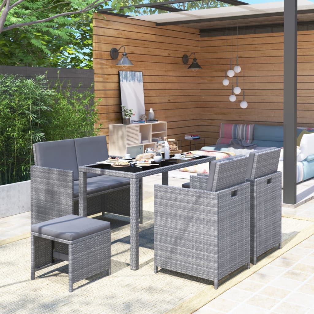 6-delige Tuinset met kussens poly rattan