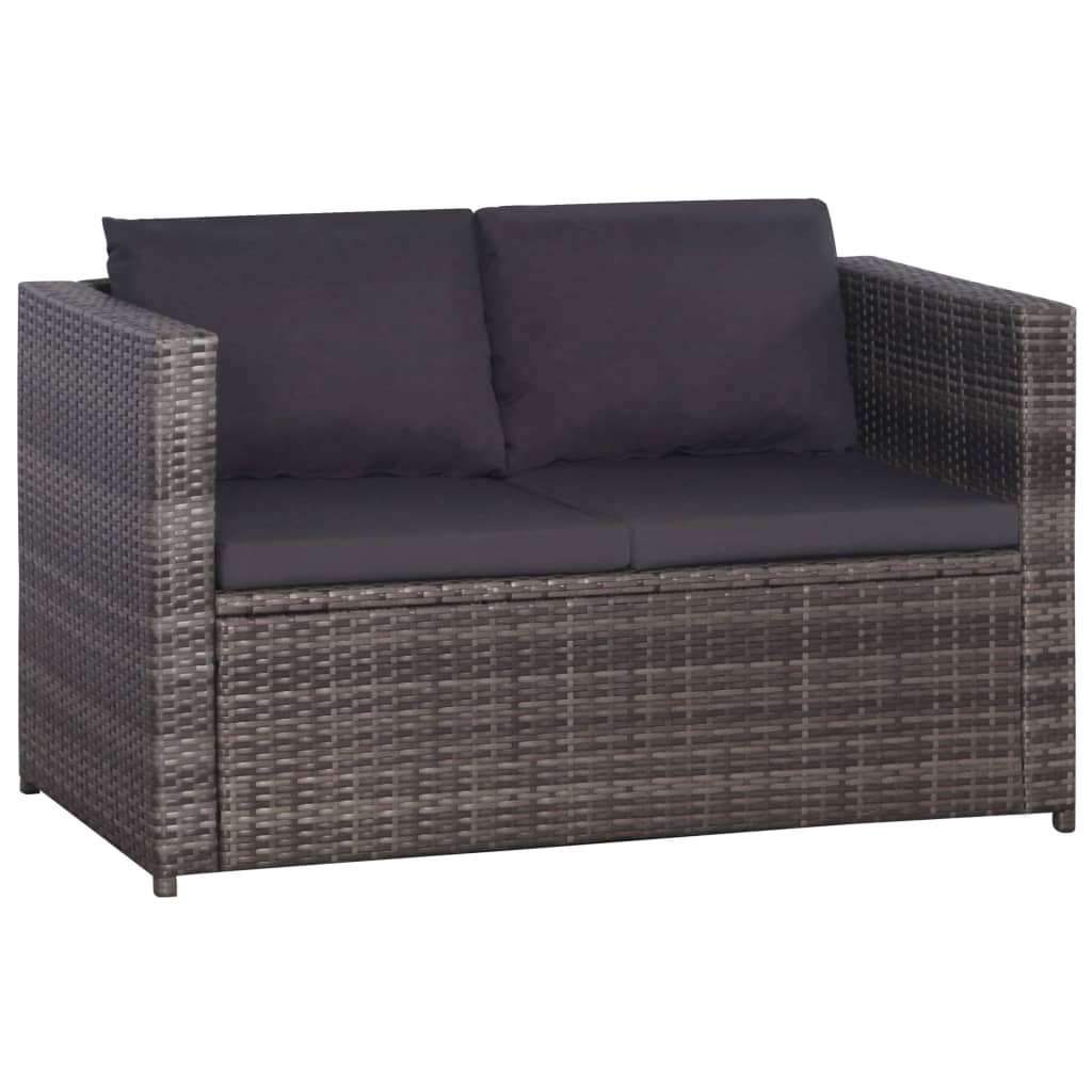 3-delige Loungeset met kussens poly rattan