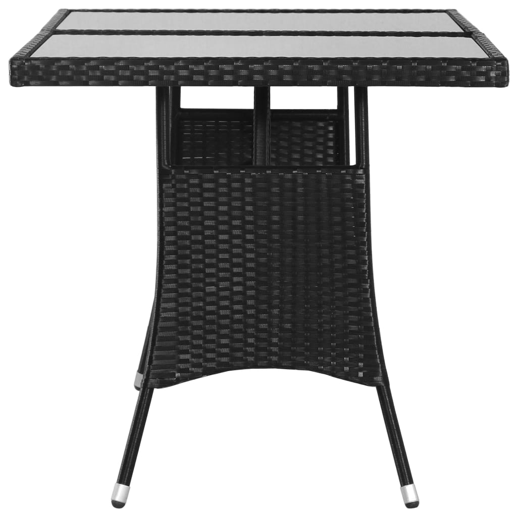 Tuintafel 80x80x74 cm poly rattan zwart