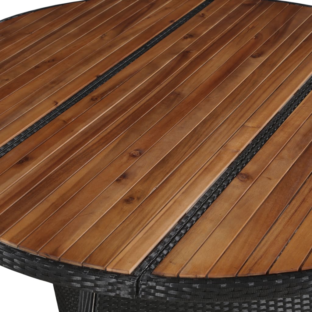 Tuintafel 115x74 cm poly rattan en massief acaciahout