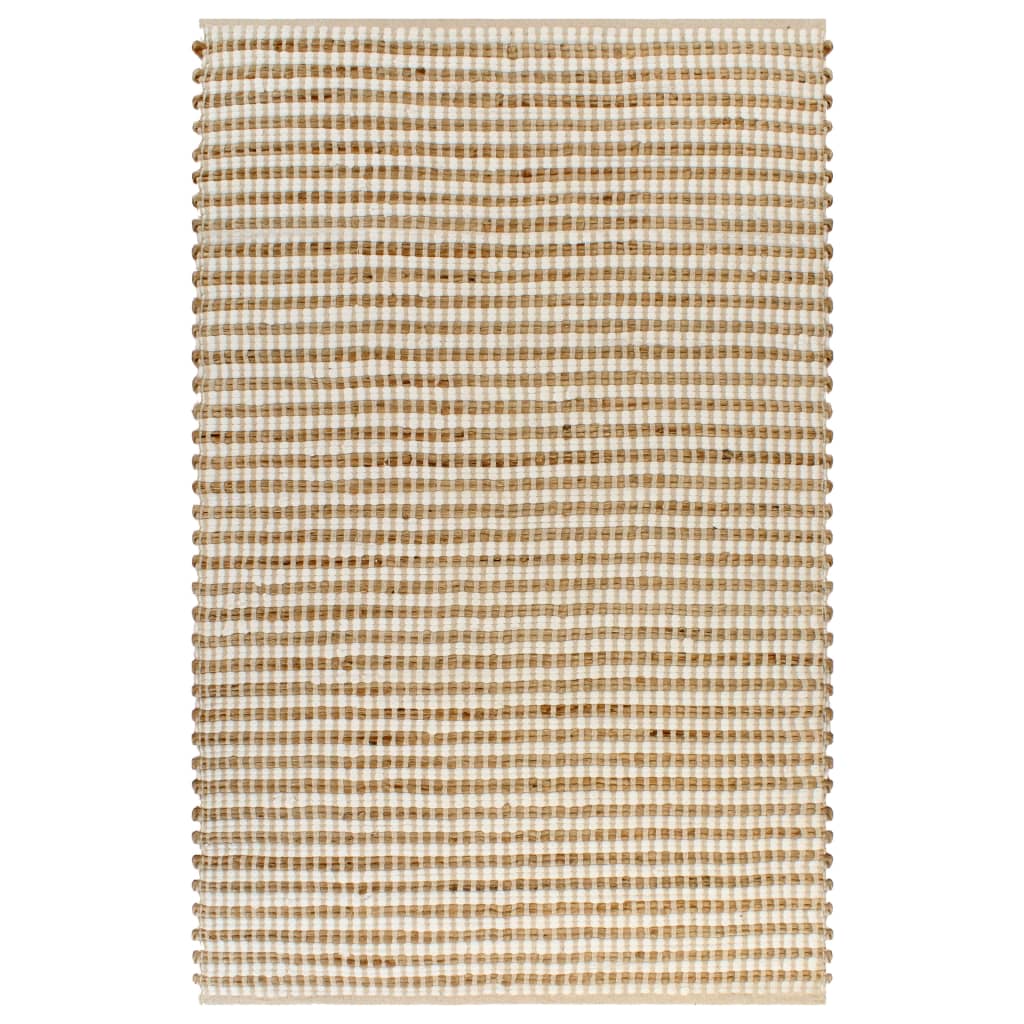 Vloerkleed 120x180 cm handgeweven jute naturel en wit