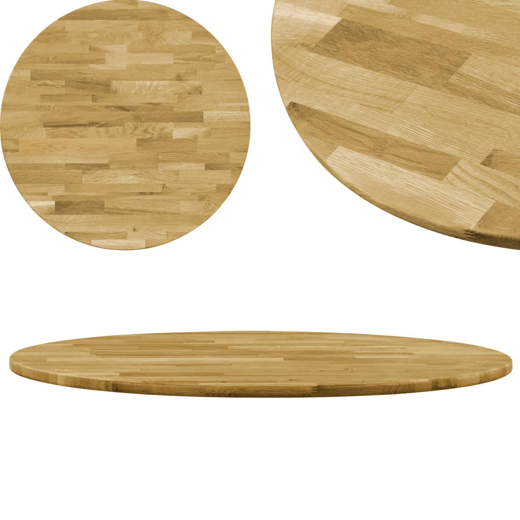 Tafelblad rond 44 mm 800 mm massief eikenhout