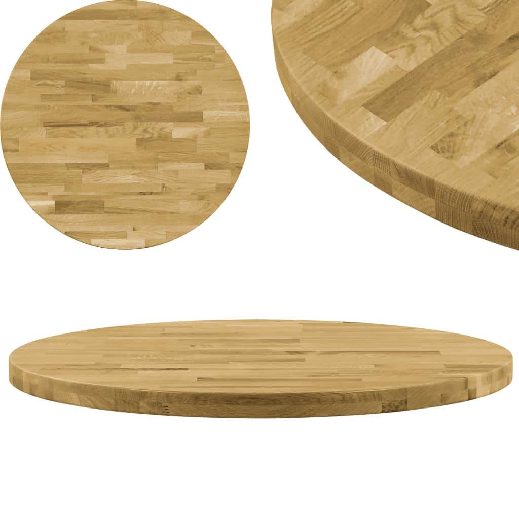 Tafelblad rond 44 mm 800 mm massief eikenhout