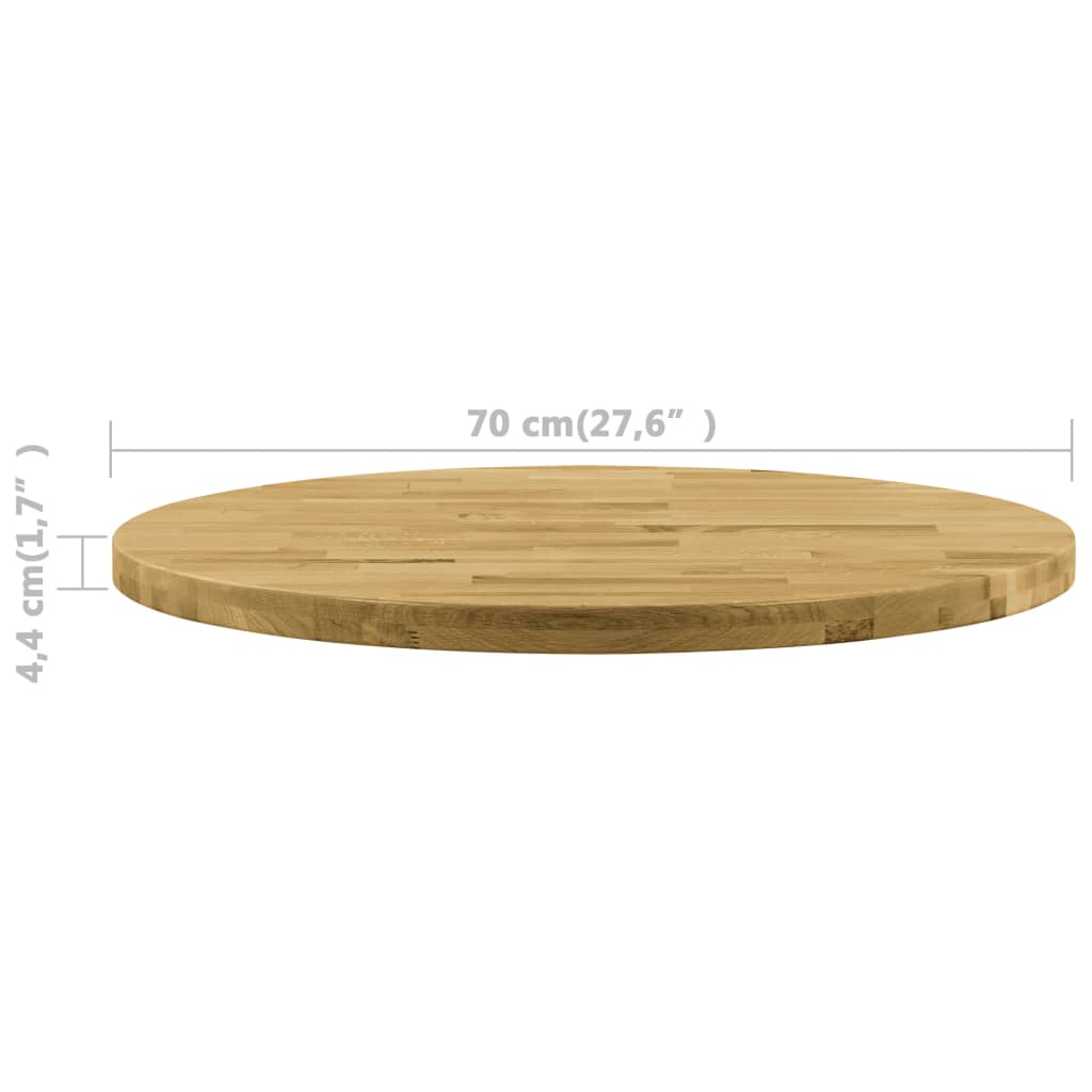 Tafelblad rond 44 mm 800 mm massief eikenhout