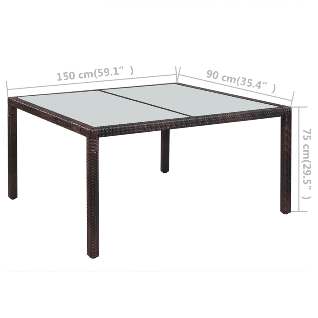 Tuintafel 150x90x75 cm poly rattan zwart