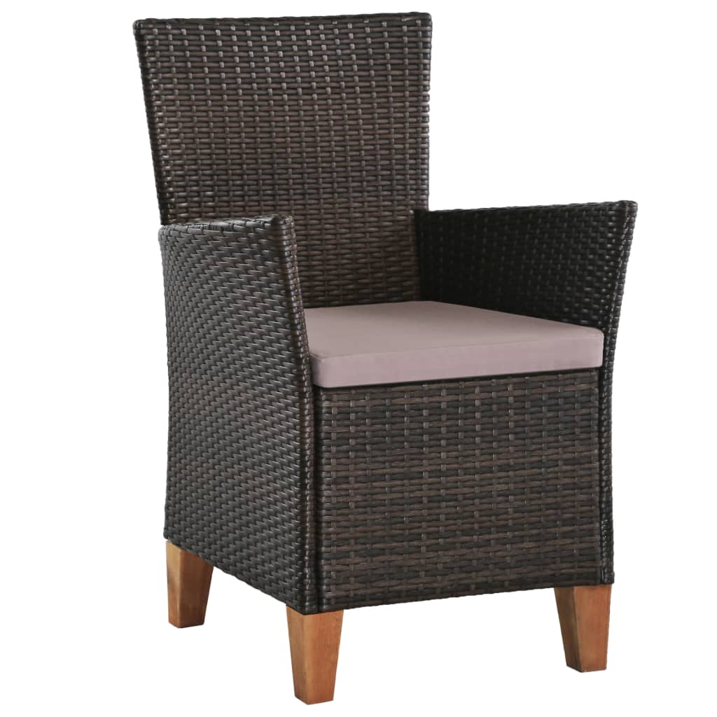 Tuinstoelen 2 st met kussens poly rattan