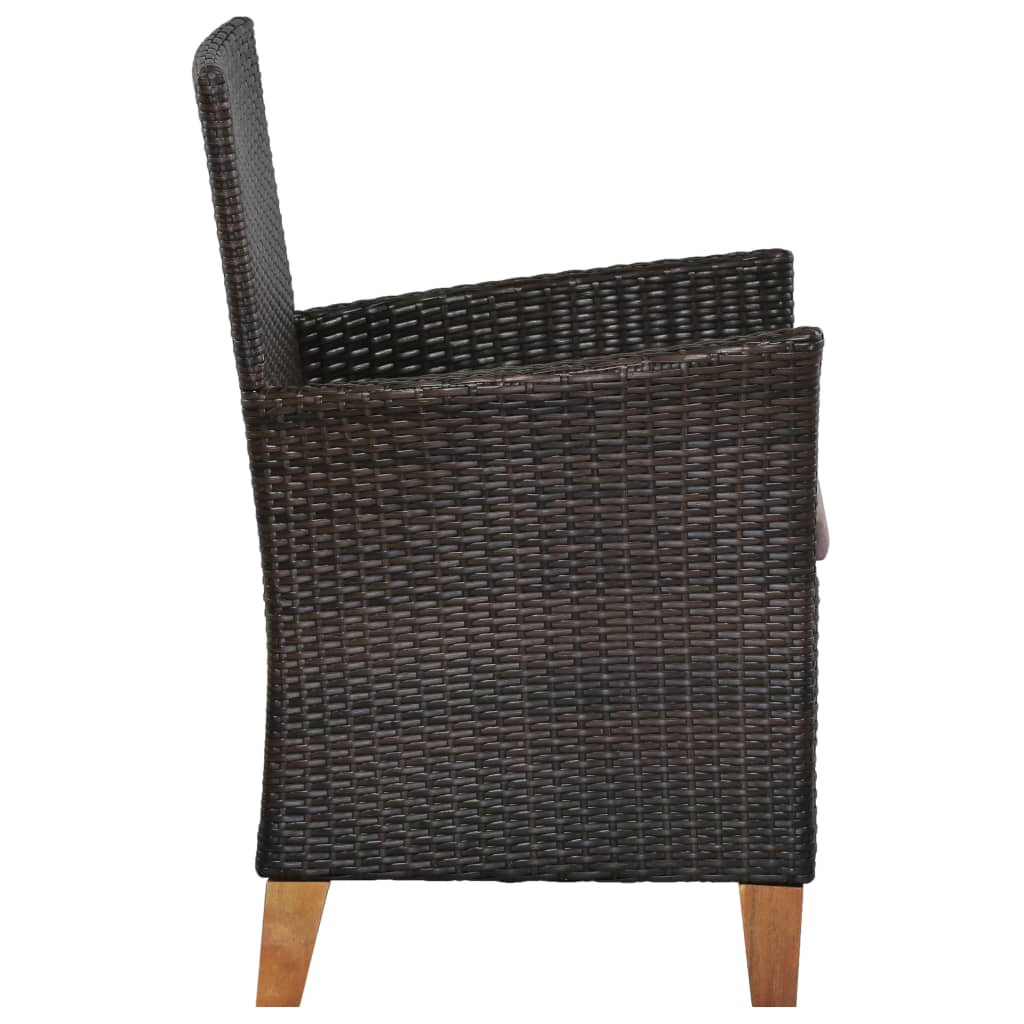 Tuinstoelen 2 st met kussens poly rattan