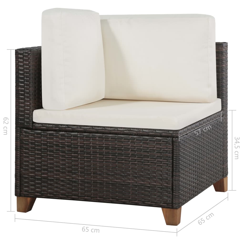 4-delige Loungeset met kussens poly rattan