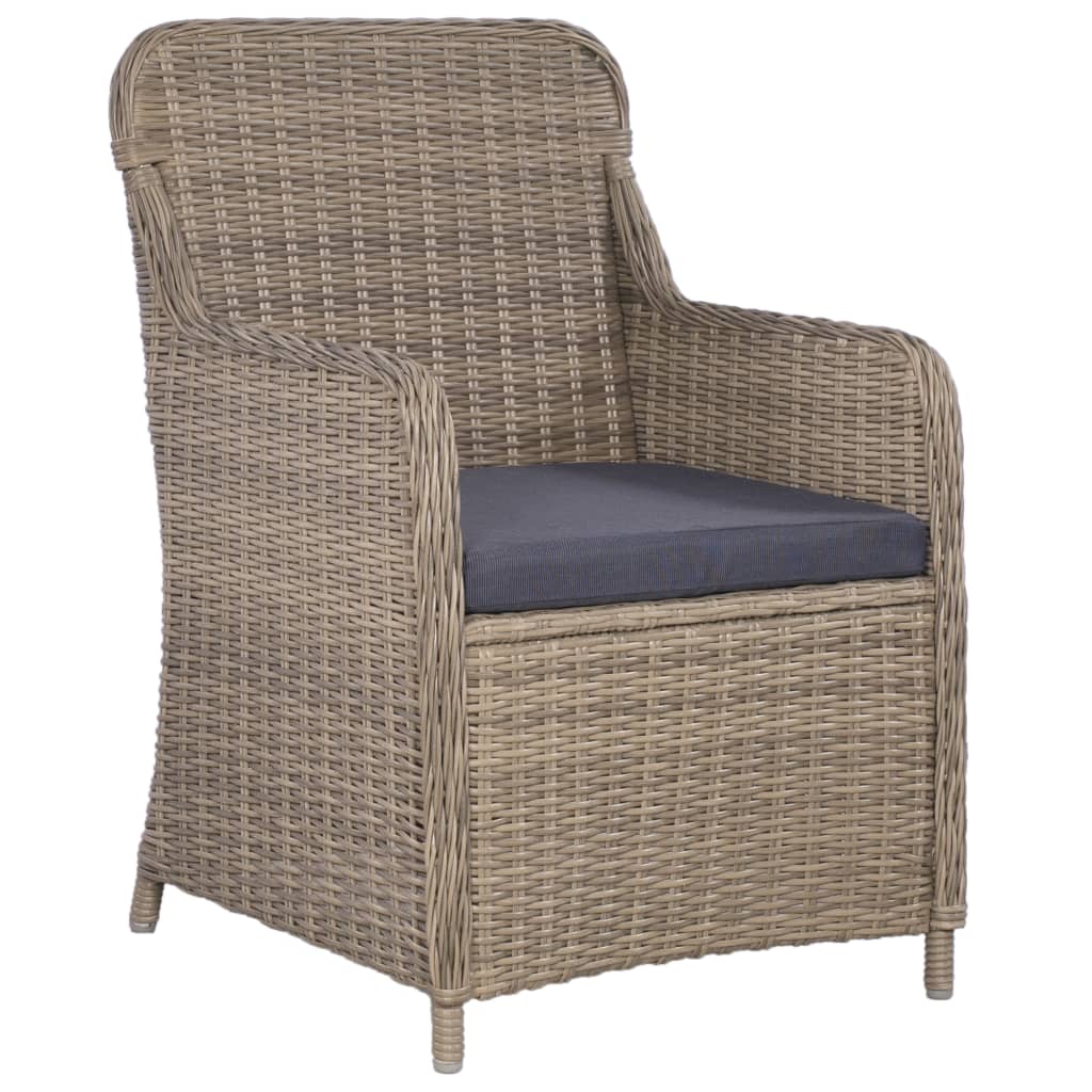 Tuinstoelen 2 st met kussens poly rattan