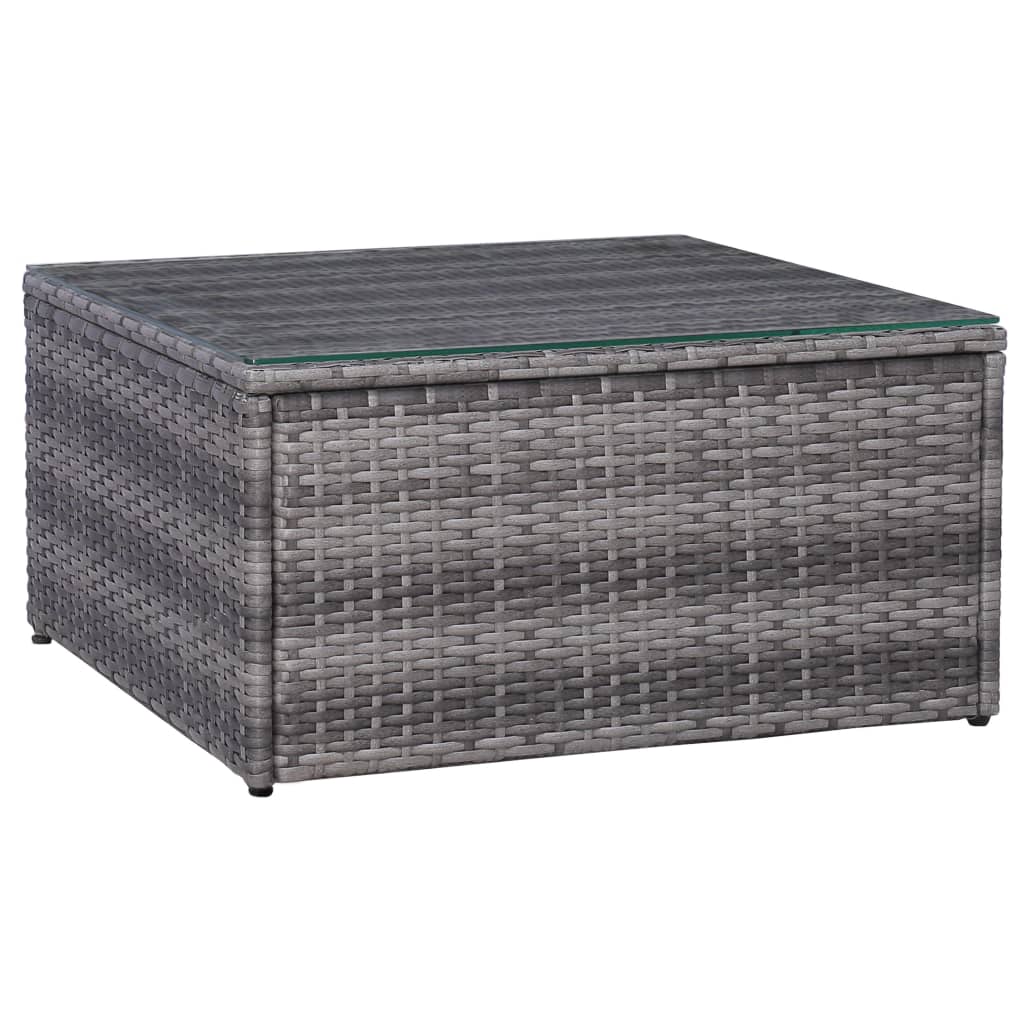 7-delige Loungeset met kussens poly rattan grijs