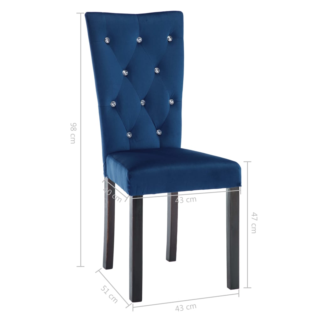 Eetkamerstoelen 4 st fluweel donkerblauw