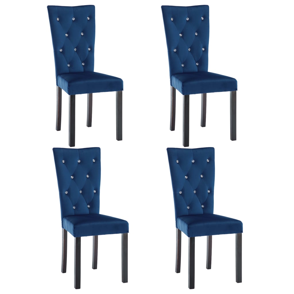 Eetkamerstoelen 4 st fluweel donkerblauw