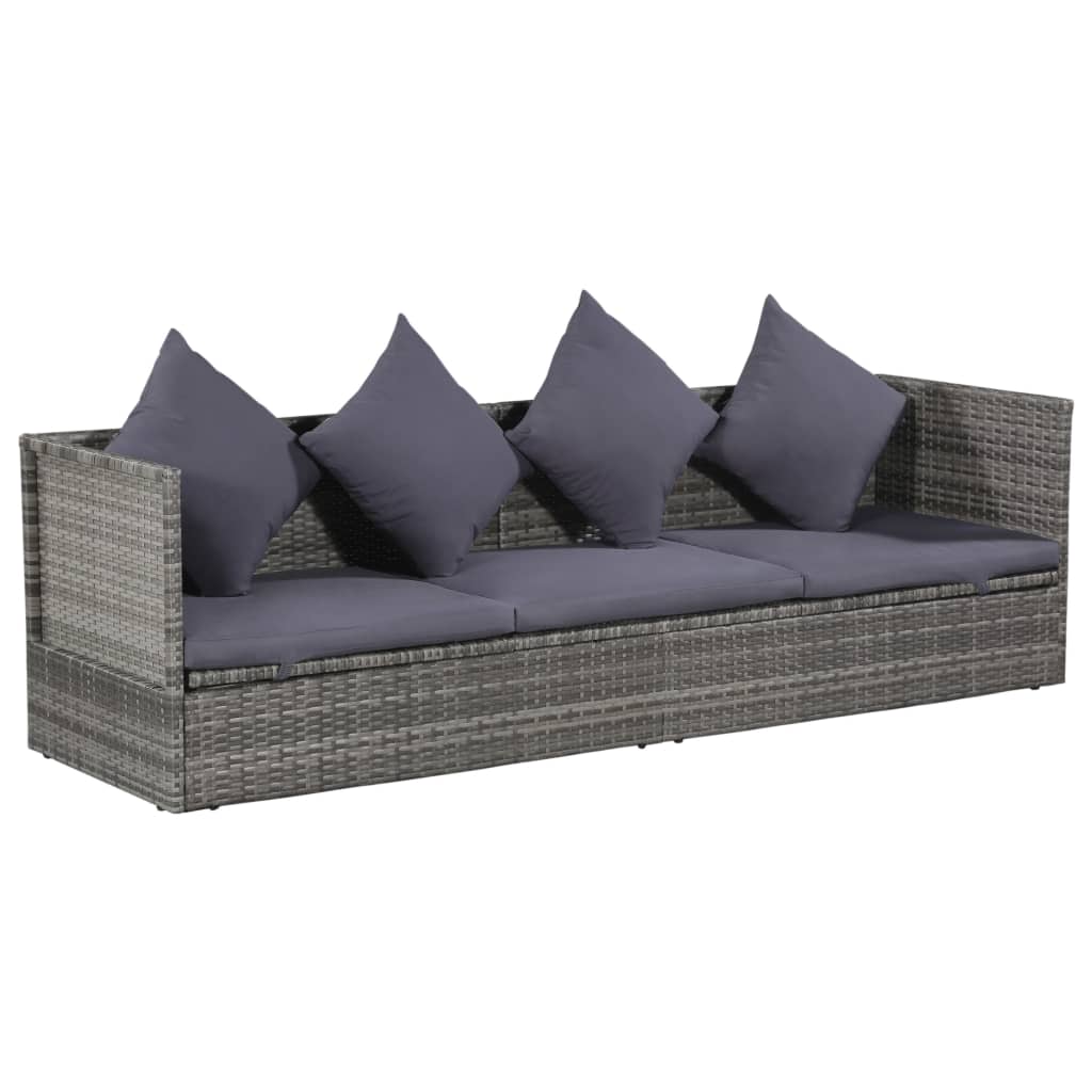 Tuinbed met kussens poly rattan