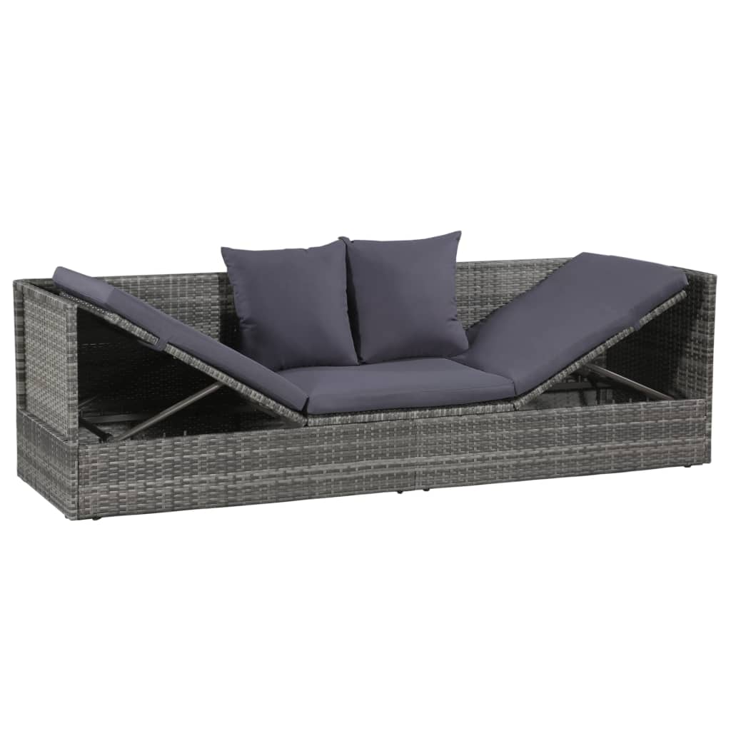 Tuinbed met kussens poly rattan