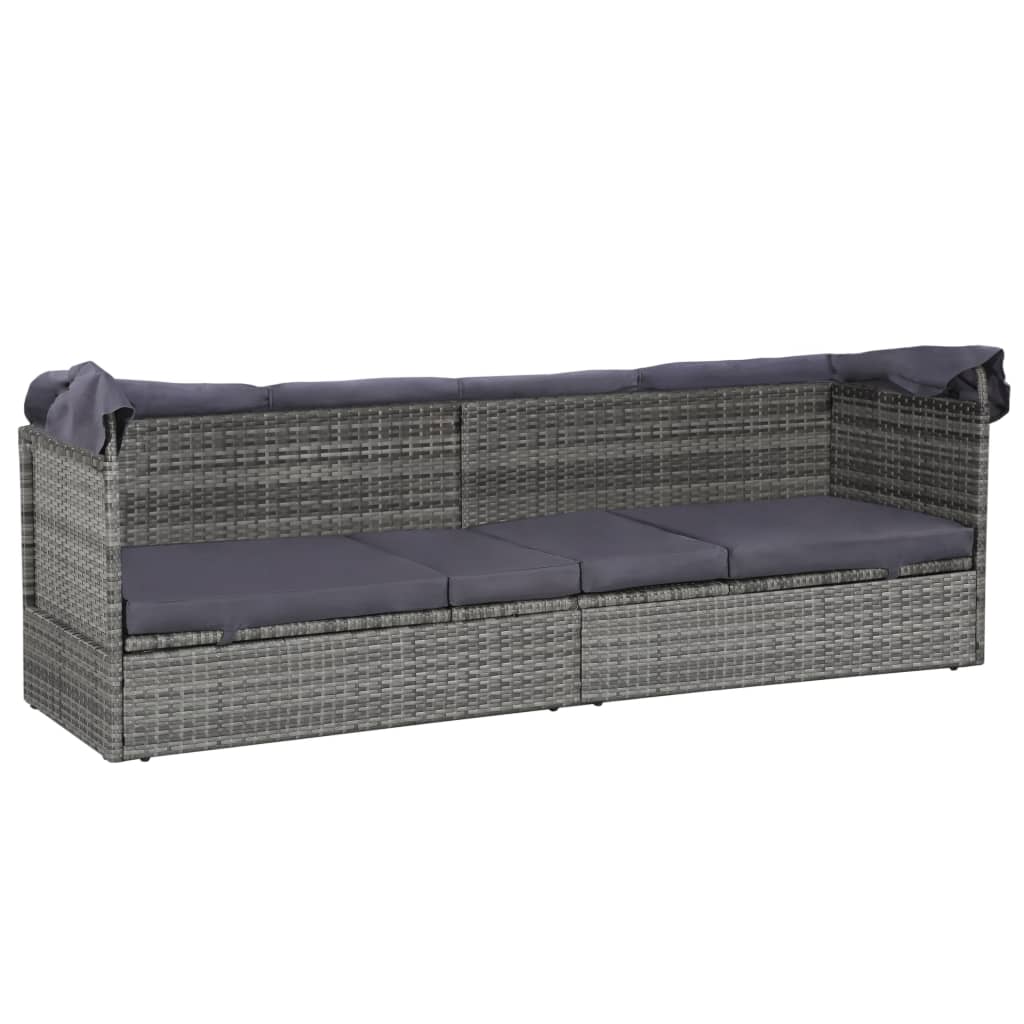 Tuinbank met luifel poly rattan