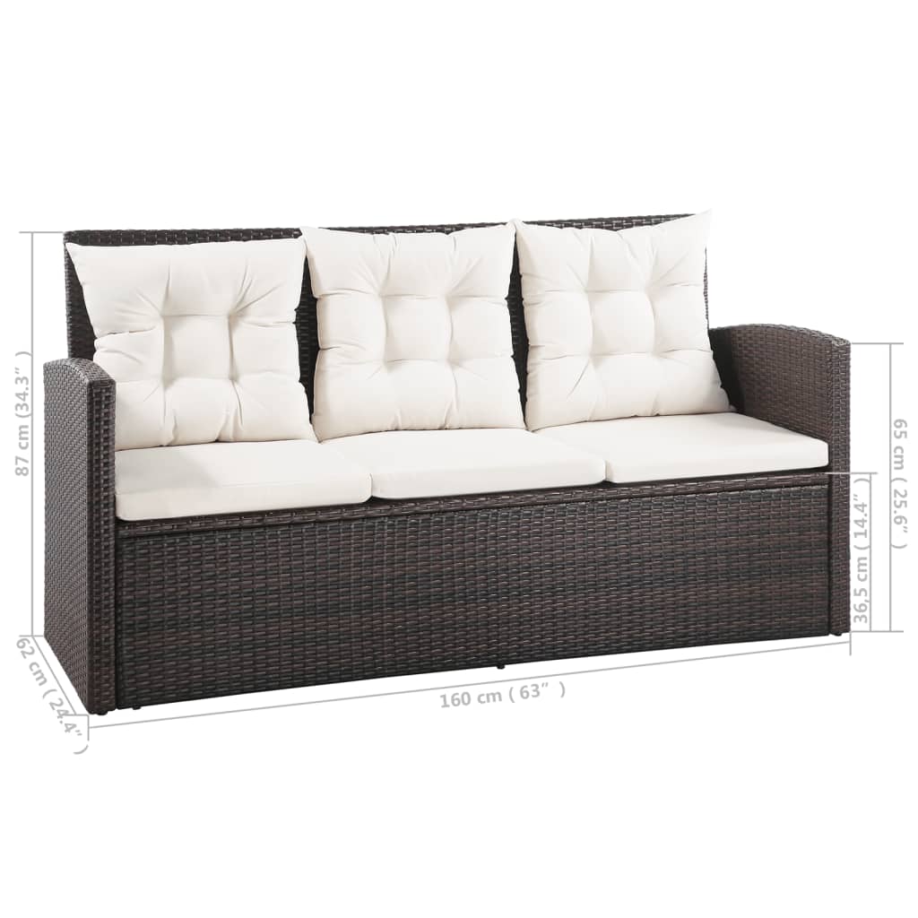 5-delige Loungeset met kussens poly rattan