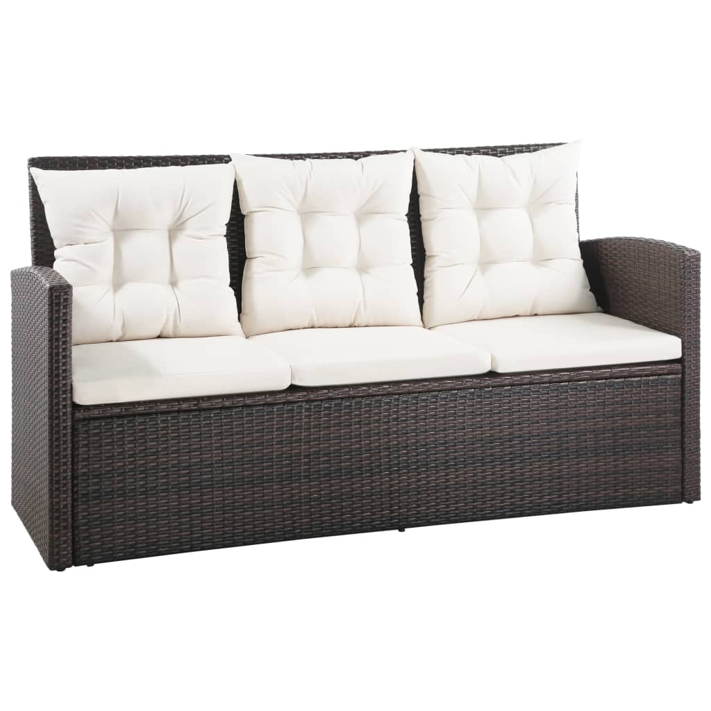 5-delige Loungeset met kussens poly rattan