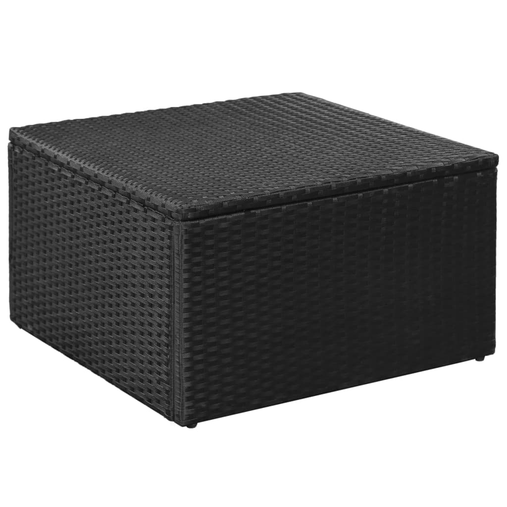 3-delige Loungeset poly rattan zwart en grijs