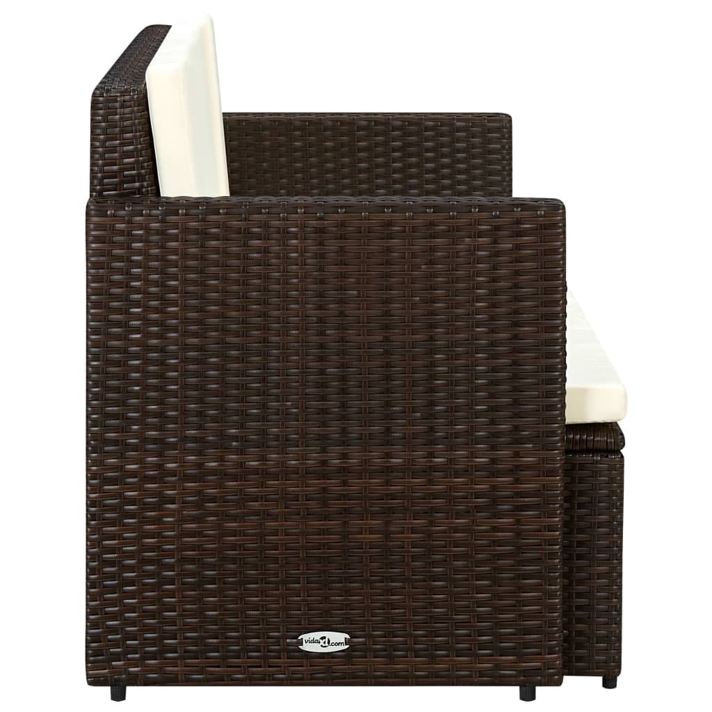 Tuinbank 2-zits met kussens poly rattan