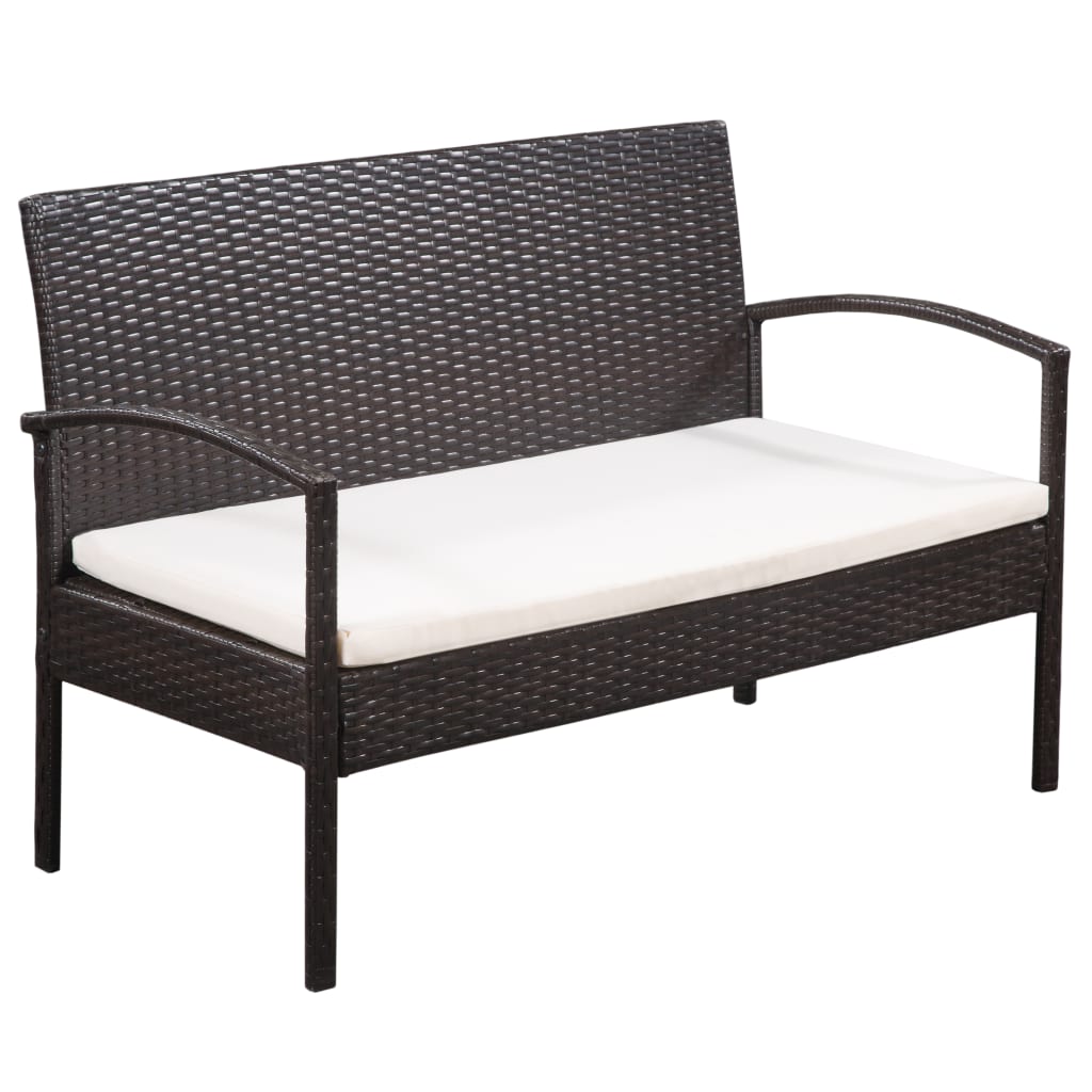 5-delige Loungeset met kussens poly rattan