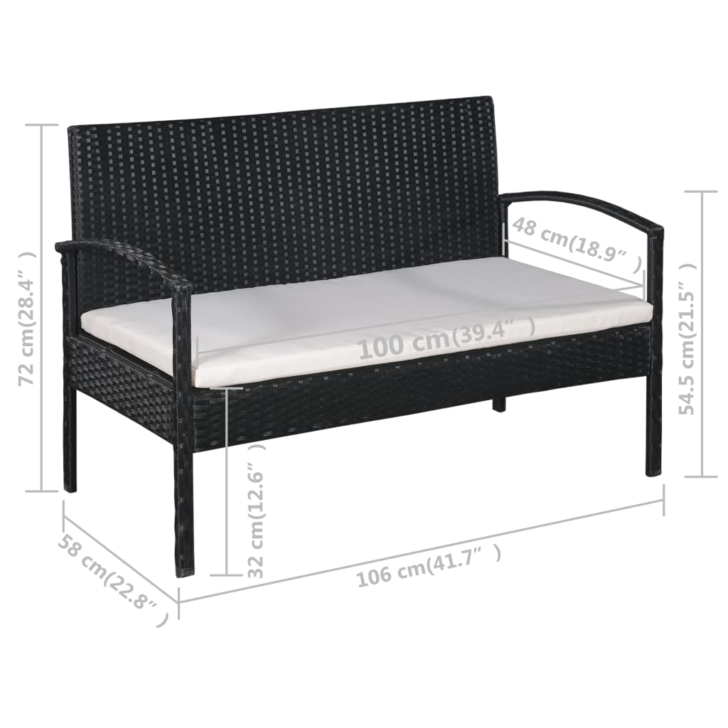 5-delige Loungeset met kussens poly rattan