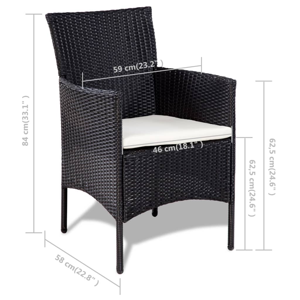 4-delige Loungeset met kussens poly rattan