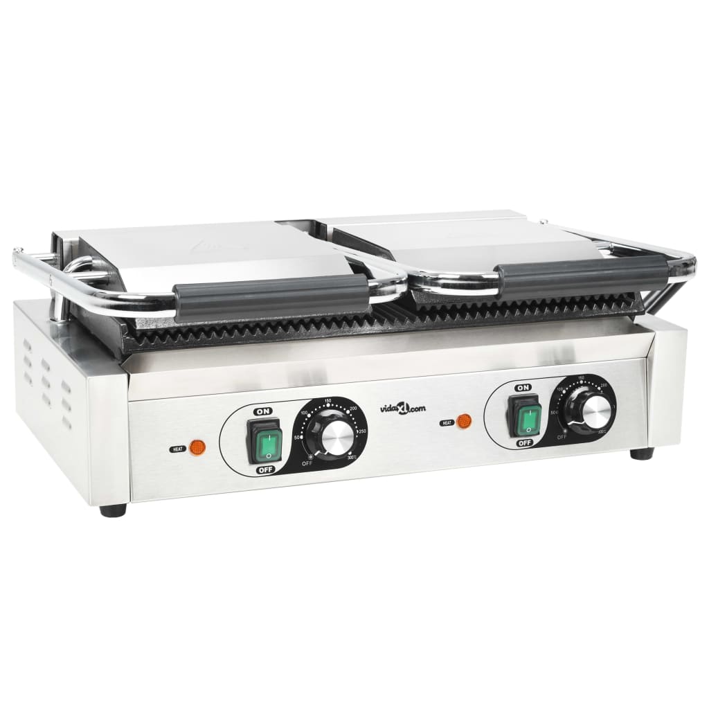 Panini grill gegroefd 1800 W 31x30,5x20 cm roestvrij staal